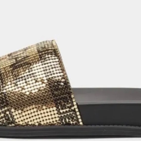 NEW Fendi X Versace Collab Gold Metal and Leather Slides - Picture 5 of 6